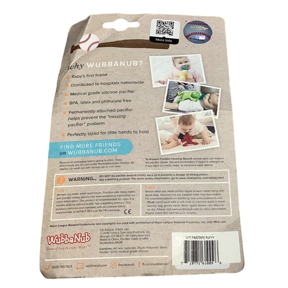 WubbaNub Infant Pacifier With NY Yankees Plush Baseball Dog Soothes 6-6 Months - Picture 2 of 5